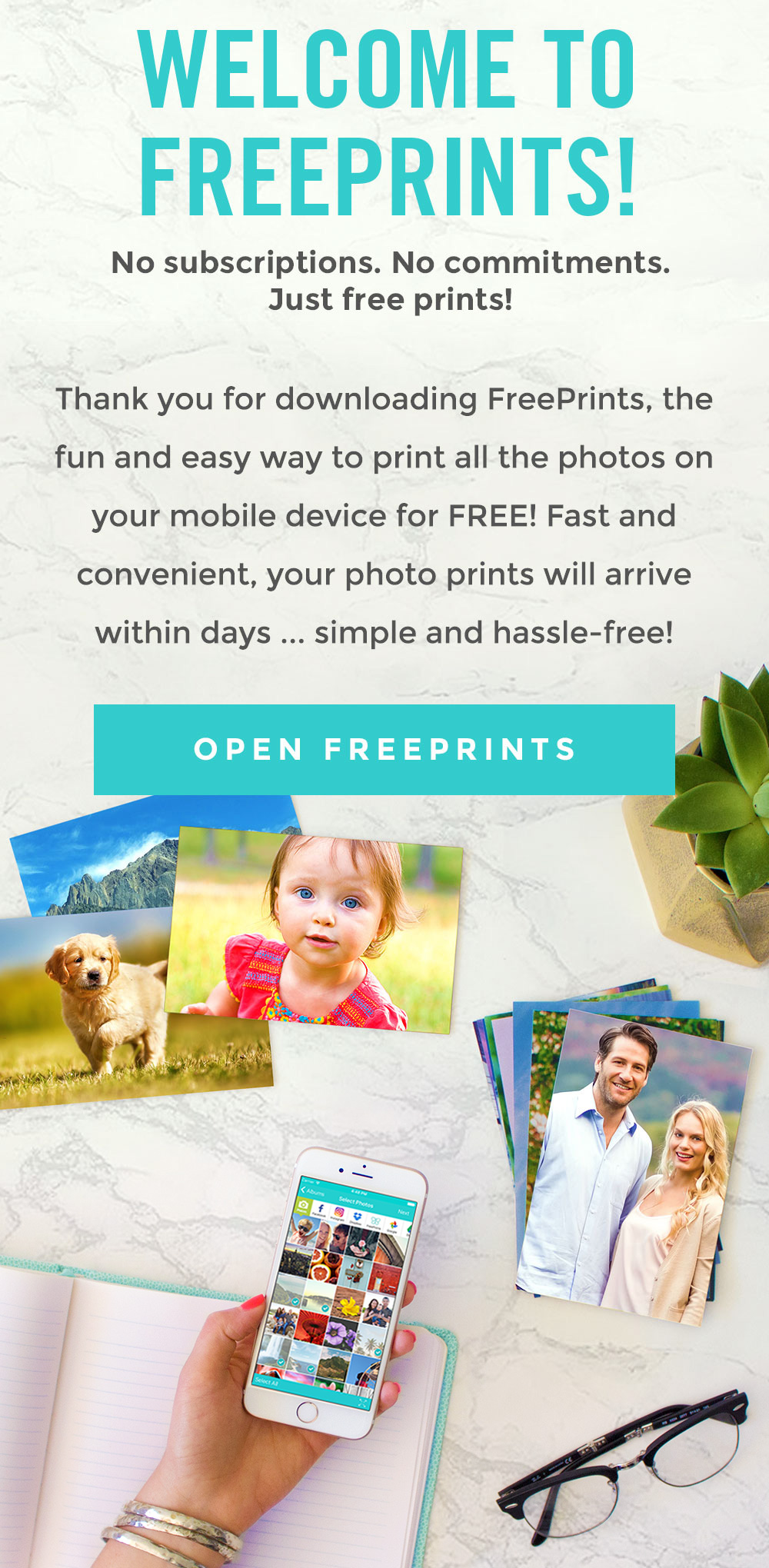 WELCOME TO  FREEPRINTS | It's fast, convenient & FREE. No subscriptions. No commitments. | OPEN FREEPRINTS